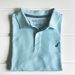 Nautica Boys Sea Green Short Sleeve Collared Polo Shirt Size 10/12 Medium